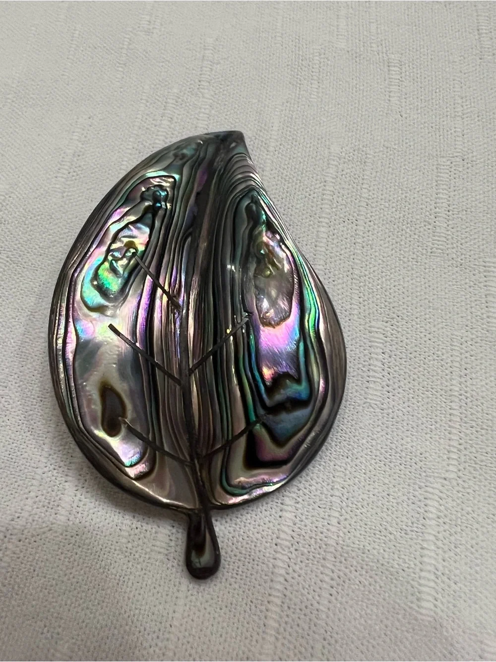 Iridescent Abalone Shell Leaf Brooch 925 HECHO EN MEXICO Multicolor